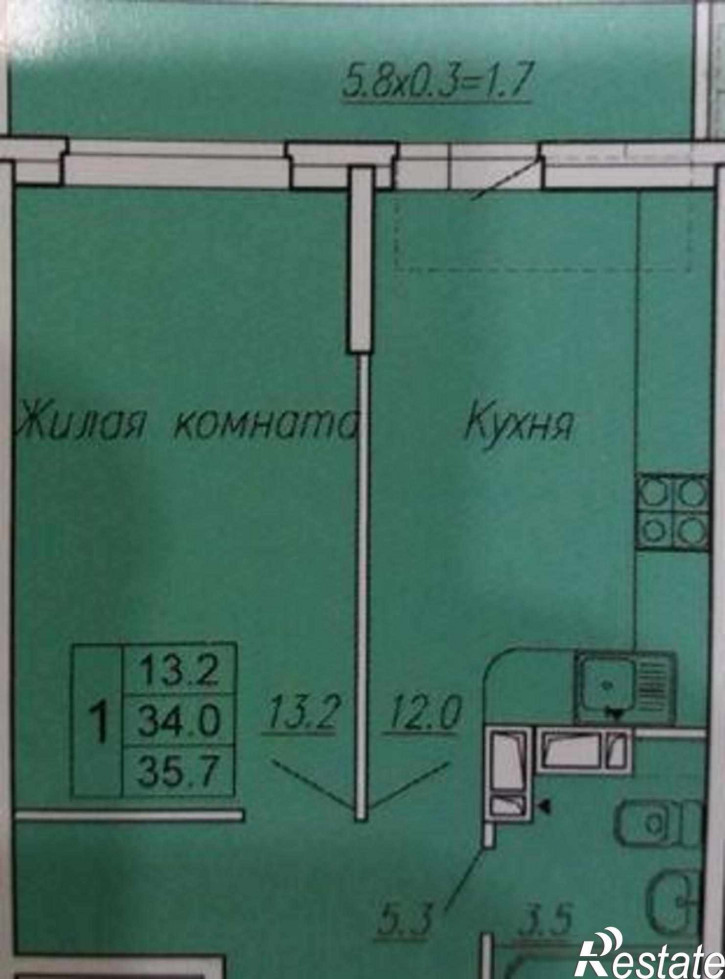1-комн квартира в новом доме улица Нансена, 83