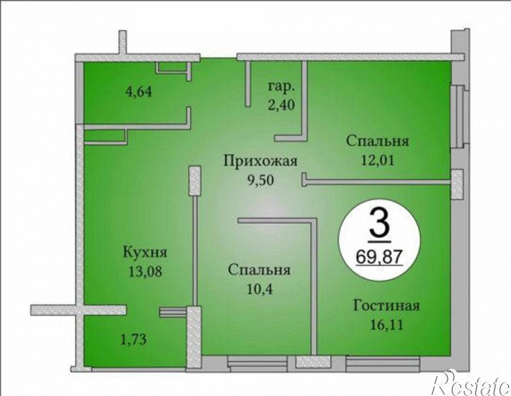 3-комн квартира в новом доме Берберовская улица, 2/101с1