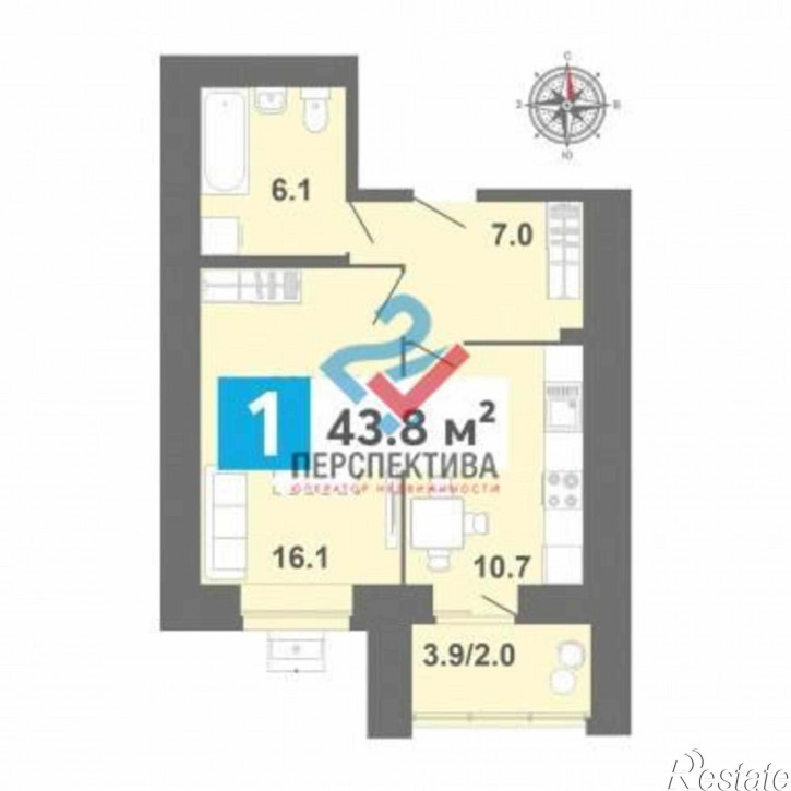 1-комн квартира в новом доме Изумрудная улица, с2