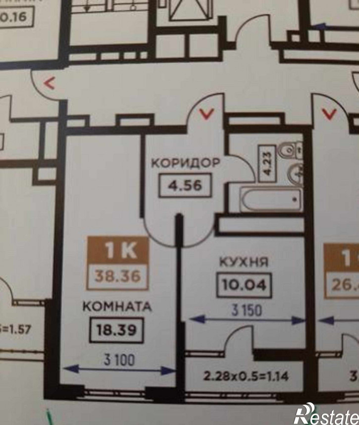 1-комн квартира в новом доме Школьная улица, 1