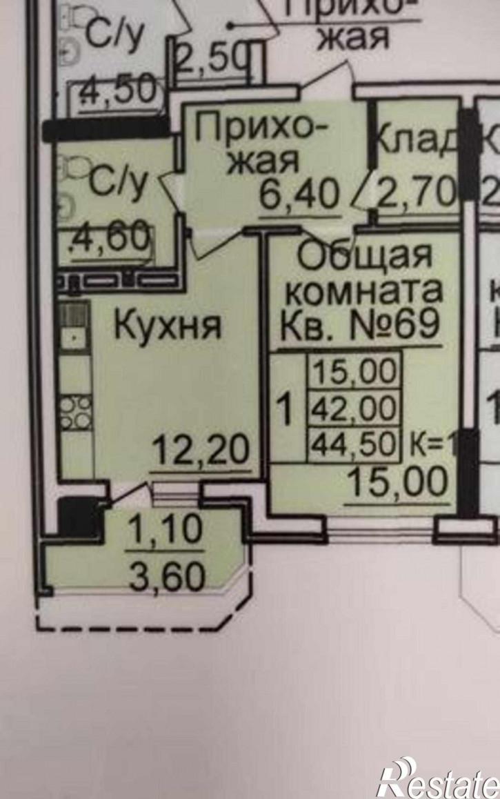 1-комн квартира в новом доме бульвар Комарова, 1Ес3