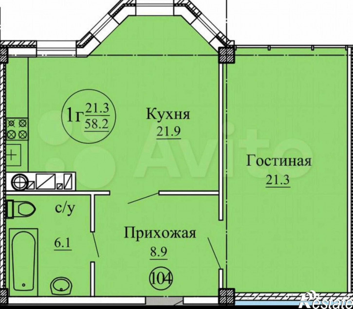 1-комн квартира Адмиральского ул, 1а