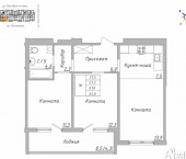 2-комн, 66 кв м, этаж 3/16 ул. Нагорная 6-я, 15Г/7