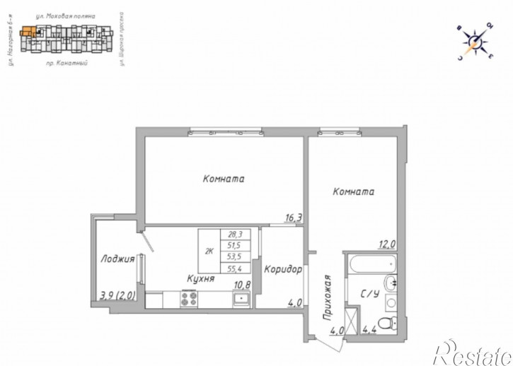 2-комн квартира в новом доме ул. Нагорная 6-я, 15Г/7