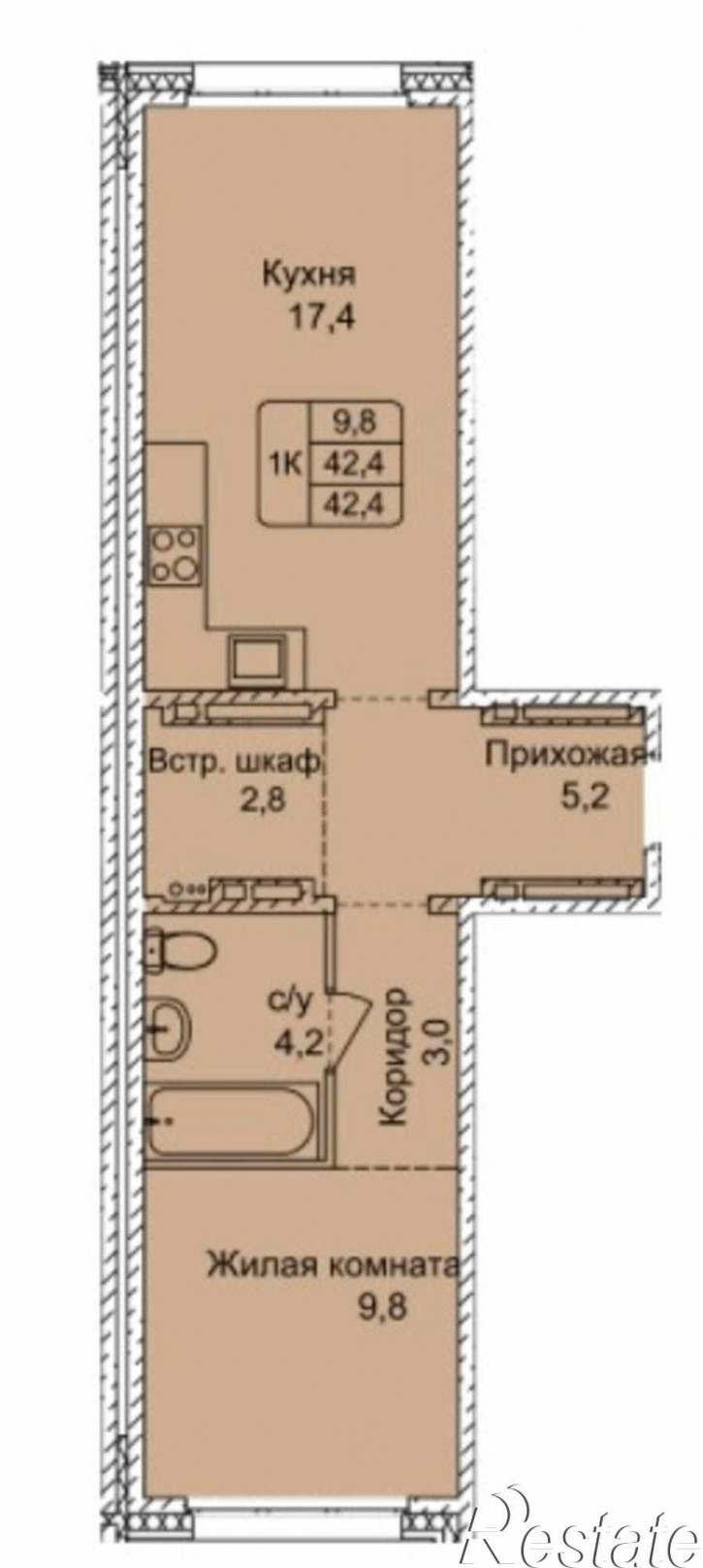 1-комн квартира в новом доме ул. 280-летия Барнаула, 22