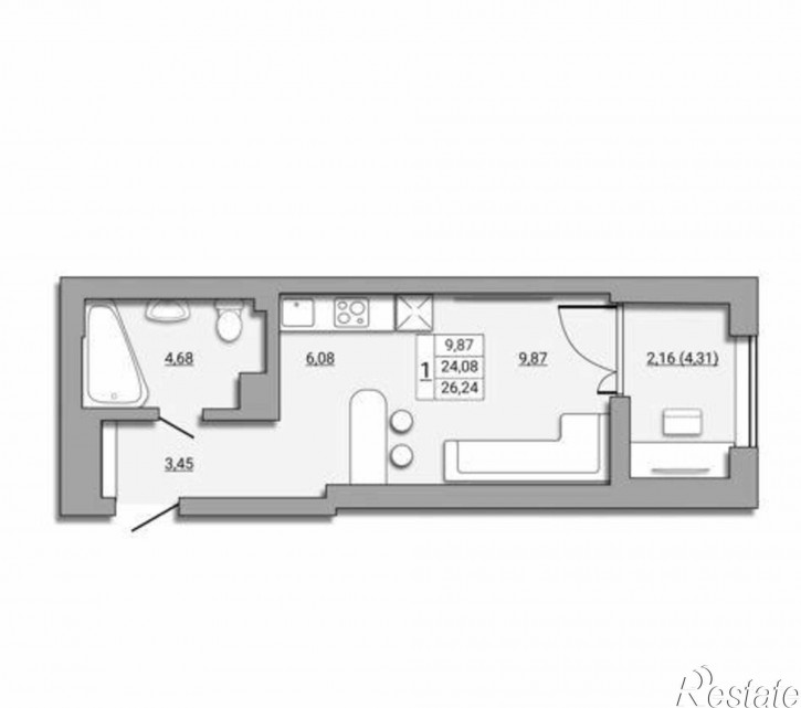 2-комн квартира в новом доме Береговая улица, 73