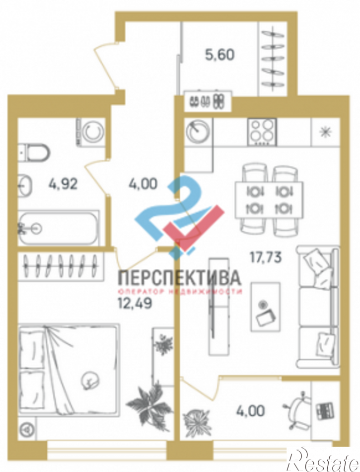 1-комн квартира в новом доме улица 65-летия Победы