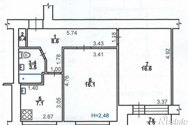 2-комн квартира улица Варфоломеева, 248