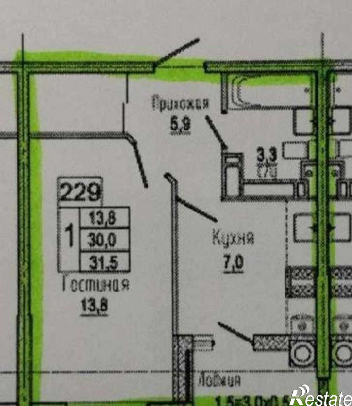 1-комн квартира в новом доме Берберовская улица, 14