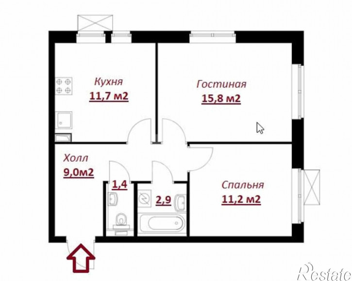 2-комн квартира в новом доме ул. Хуторская, 15/1 стр.