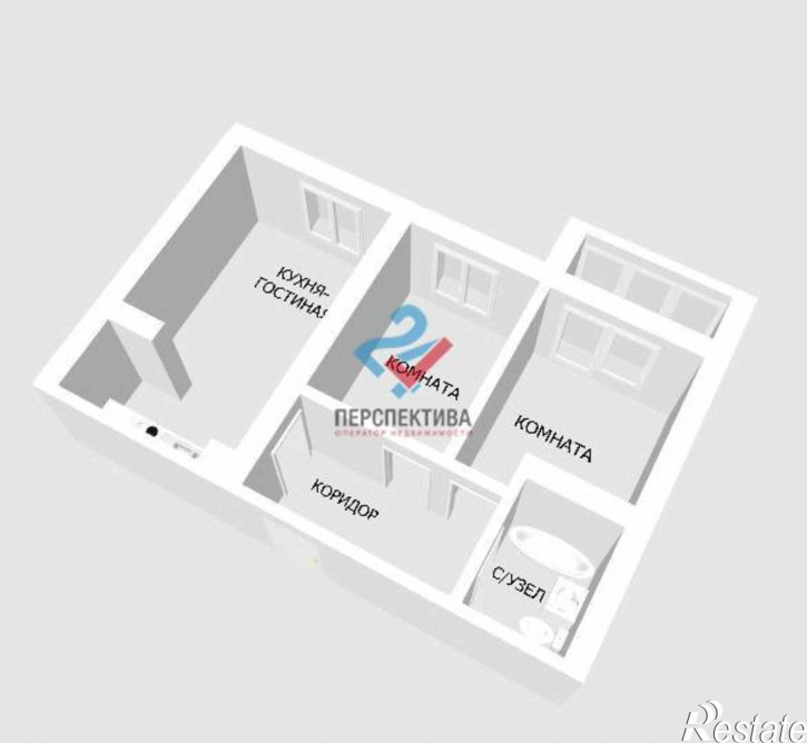 2-комн квартира в новом доме улица Шмидта