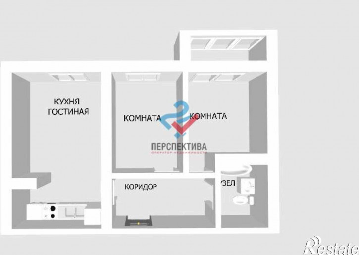 2-комн квартира в новом доме улица Шмидта