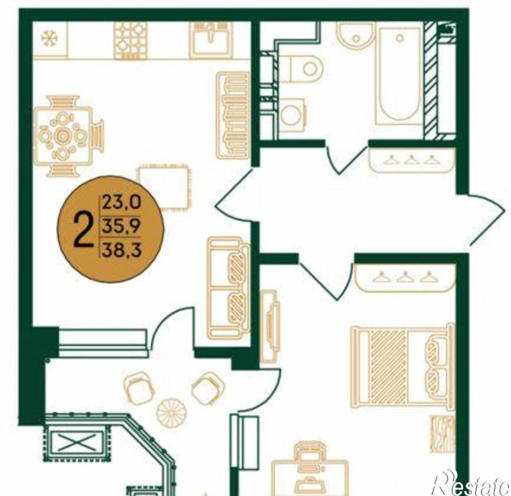 2-комн квартира в новом доме улица Мечникова, 110Б