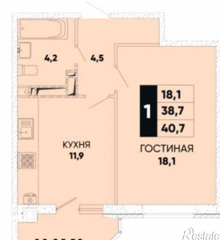 1-комн квартира Берберовская улица, 6/2