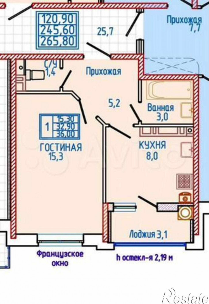 1-комн квартира Генерала Маргелова ул, 3/1