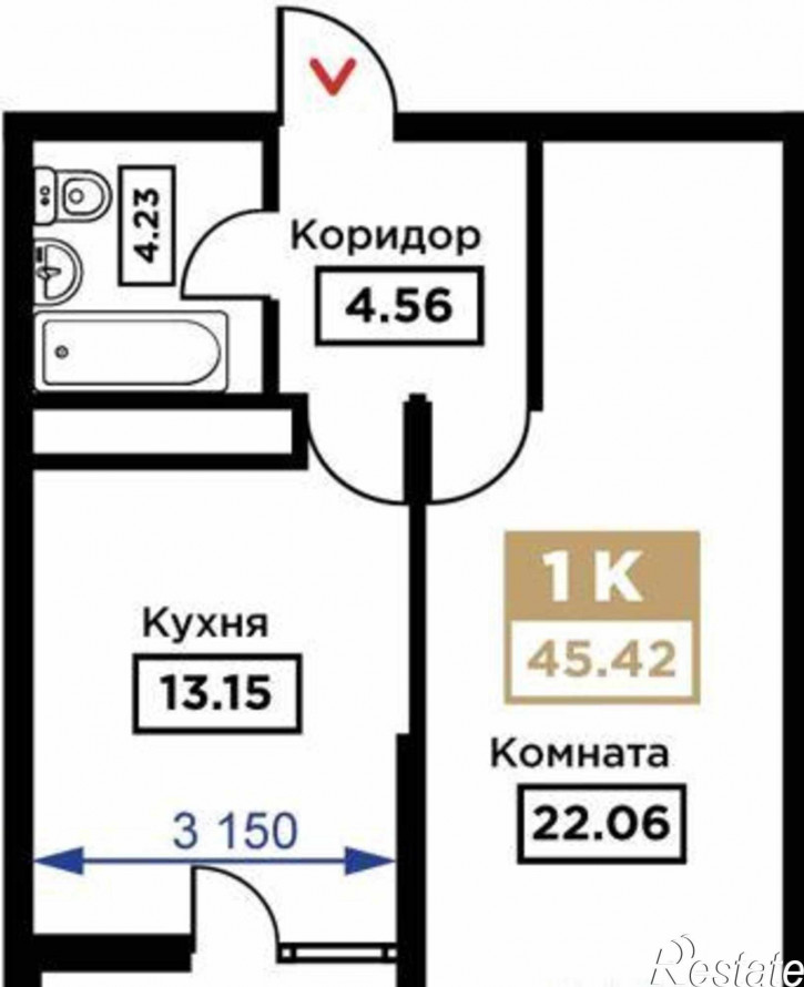 1-комн квартира в новом доме Школьная улица, 1