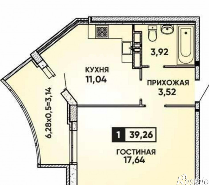 1-комн квартира в новом доме улица им. Героя Яцкова И.В., 19