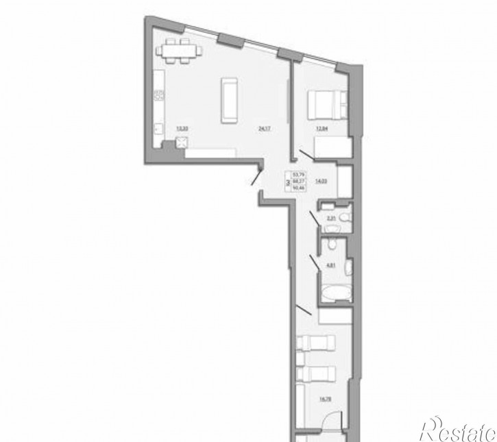 3-комн квартира Береговая улица, 73
