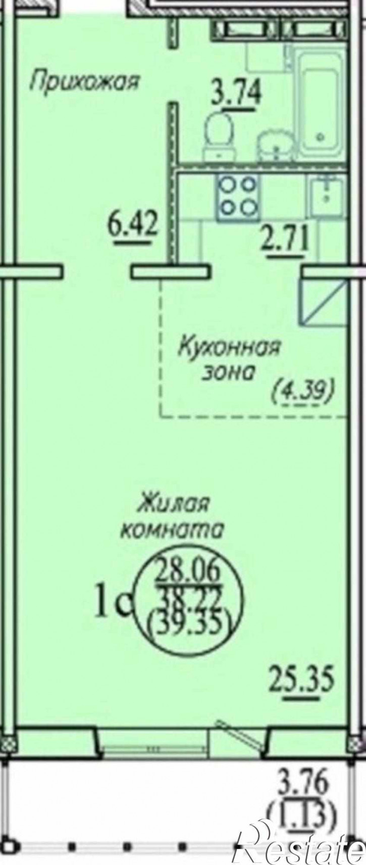 1-комн квартира в новом доме ул. Высоцкого,171 стр