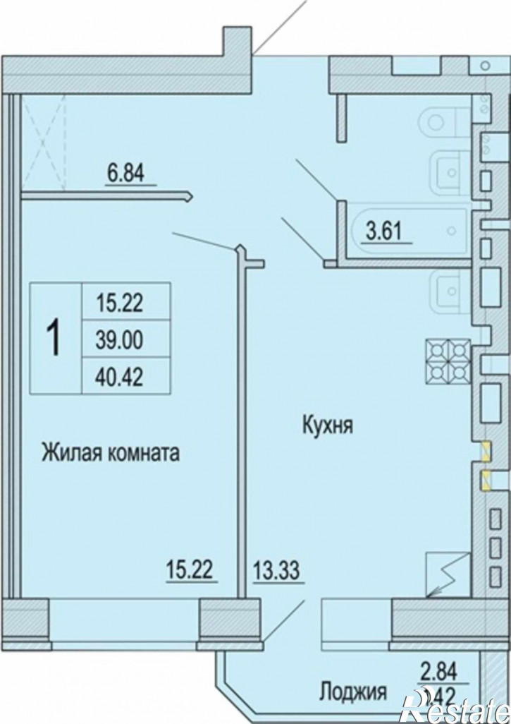 1-комн квартира в новом доме гайдара улица, 1000