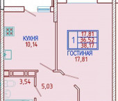 1-комн, 38кв м, этаж 18/18 Восточно-Кругликовская 18