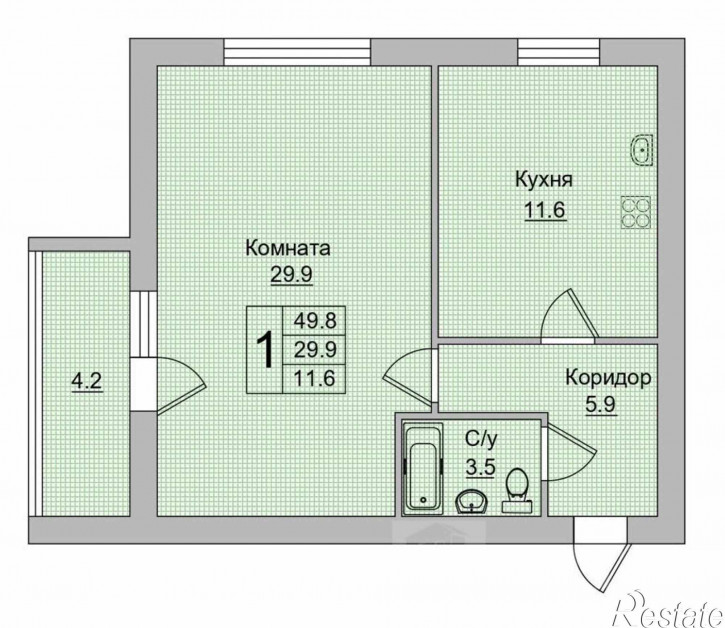 1-комн квартира Александровка, Вересаева