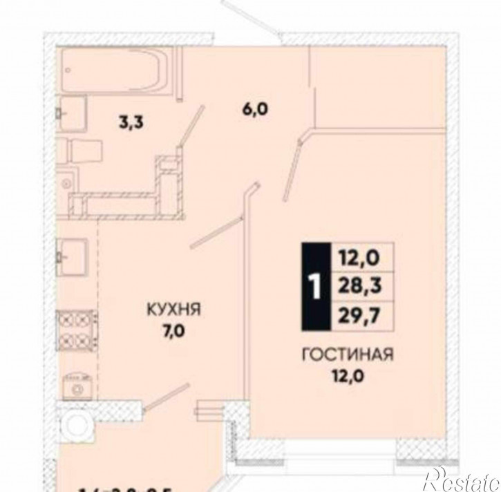 1-комн квартира Берберовская улица, 4