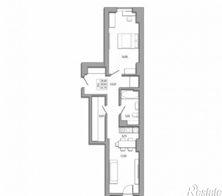 2-комн квартира в новом доме Береговая улица, 73