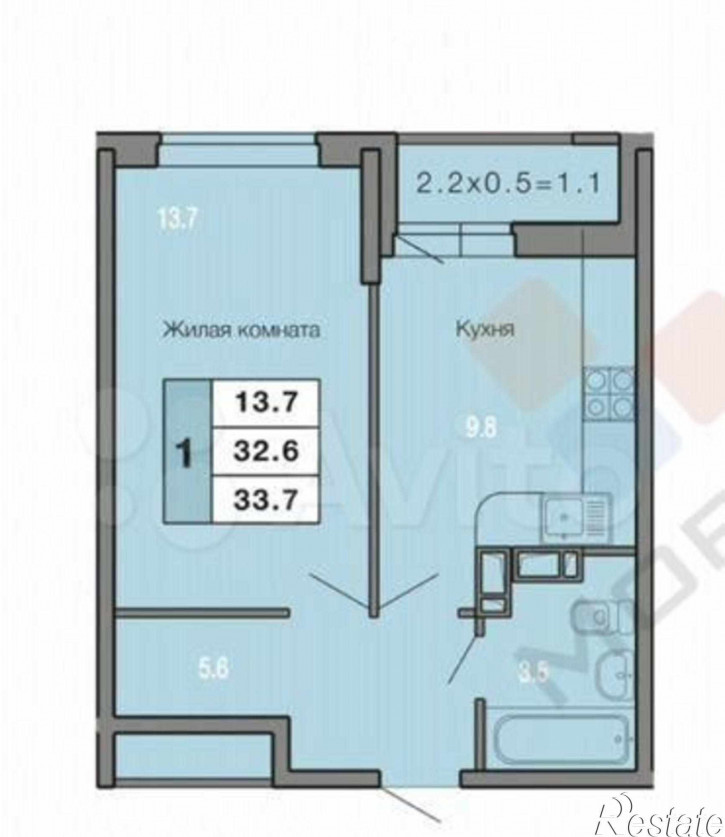 1-комн квартира Комарова В.М. ул, 21/Б