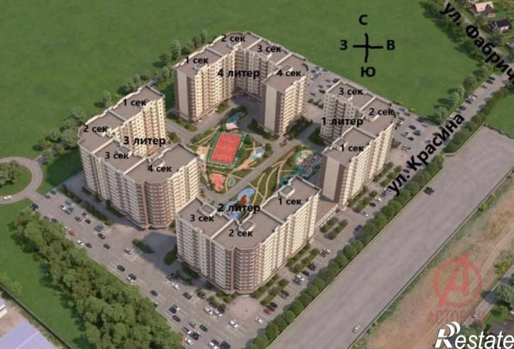 1-комн квартира в новом доме Красина улица, дом к1