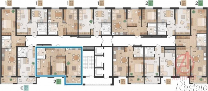 2-комн квартира в новом доме Красина улица, дом 1