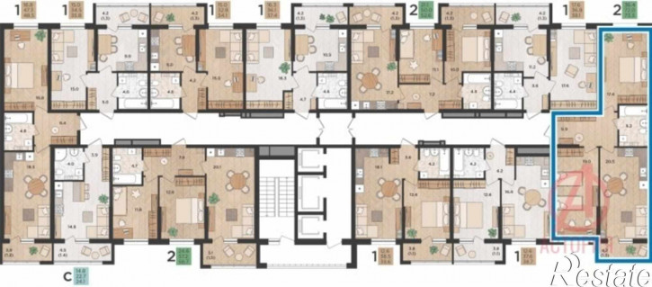 2-комн квартира в новом доме Красина улица, дом 1
