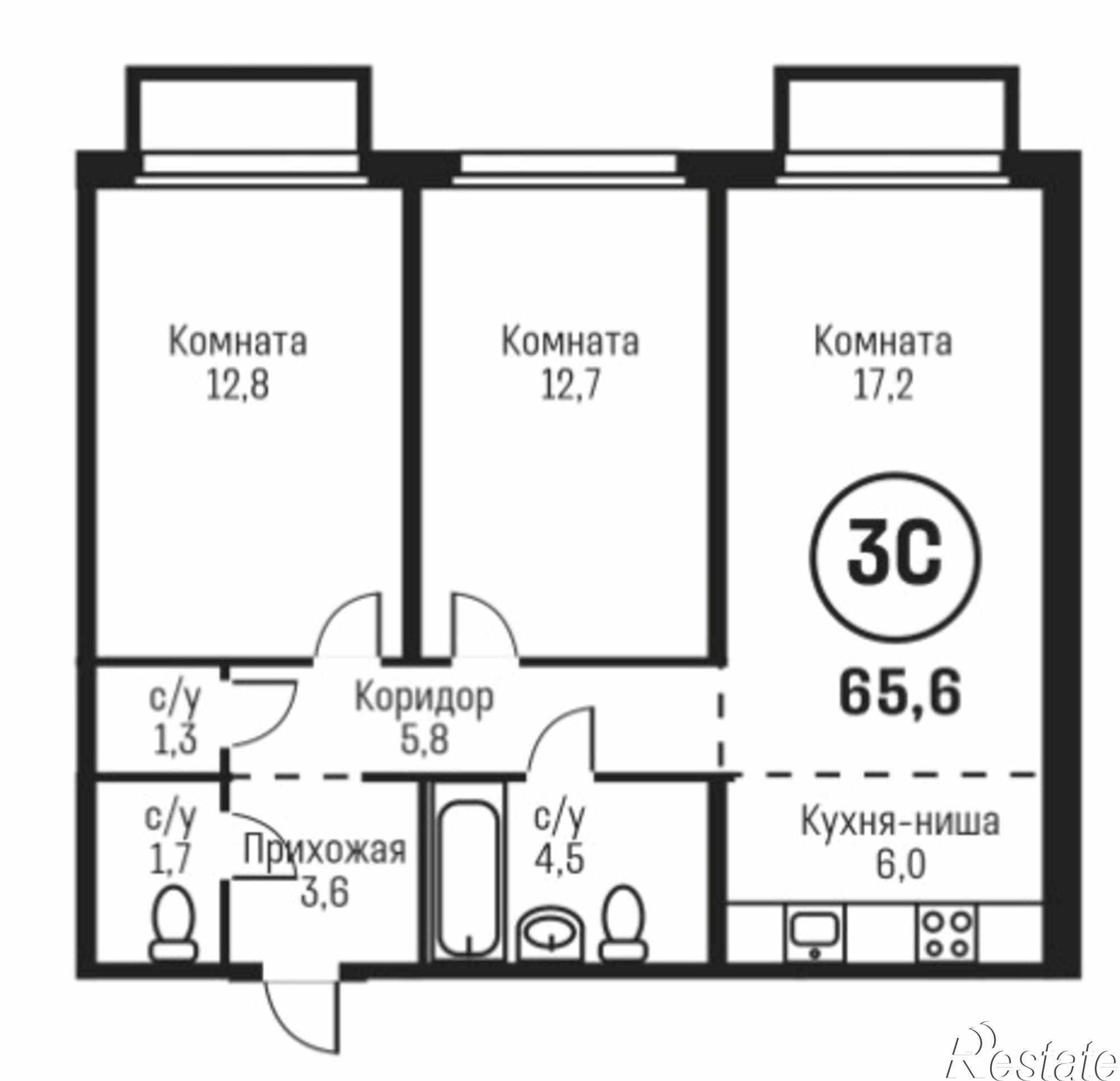 Купить квартиру за 5 369 000 рублей на ул. Сергея Семенова, 27
