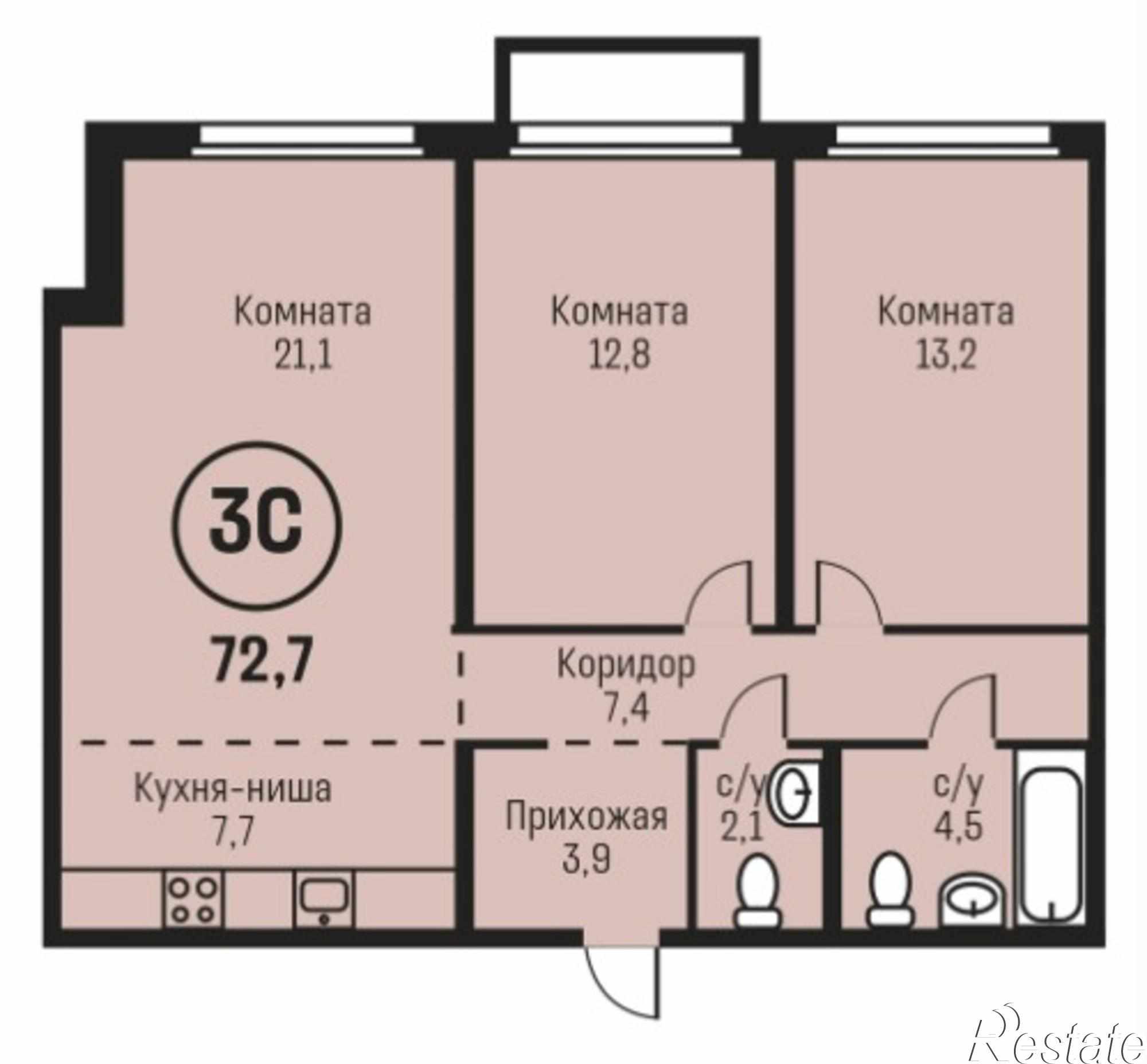 Купить квартиру за 6 397 000 рублей на ул. Сергея Семенова, 27