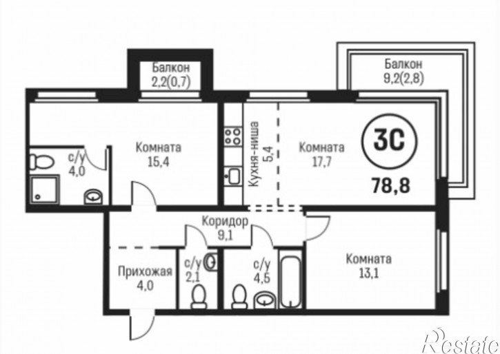 3-комн квартира в новом доме ул. Сергея Семенова, 27