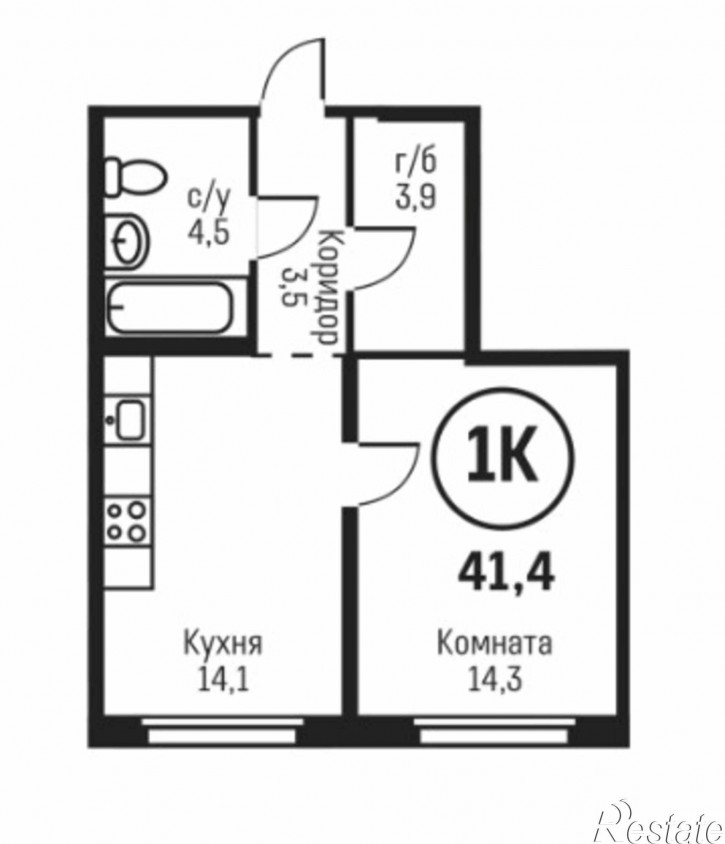 1-комн квартира в новом доме ул. Сергея Семенова, 27