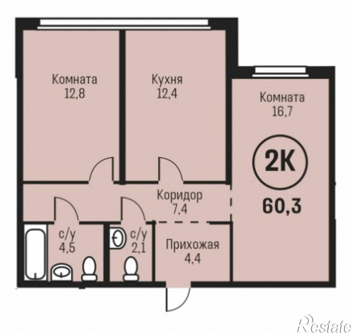 2-комн квартира в новом доме ул. Сергея Семенова, 27