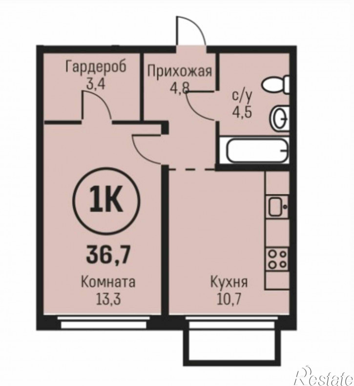 1-комн квартира в новом доме ул. Сергея Семенова, 27