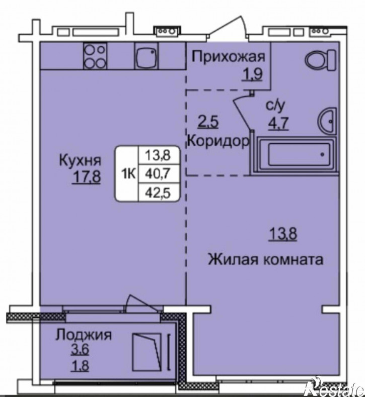 1-комн квартира в новом доме ул. им В.Т.Христенко, 8