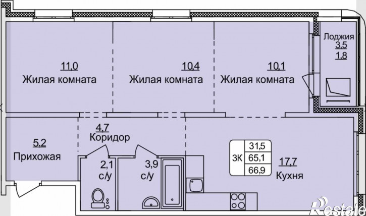 3-комн квартира в новом доме ул. им В.Т.Христенко, 8
