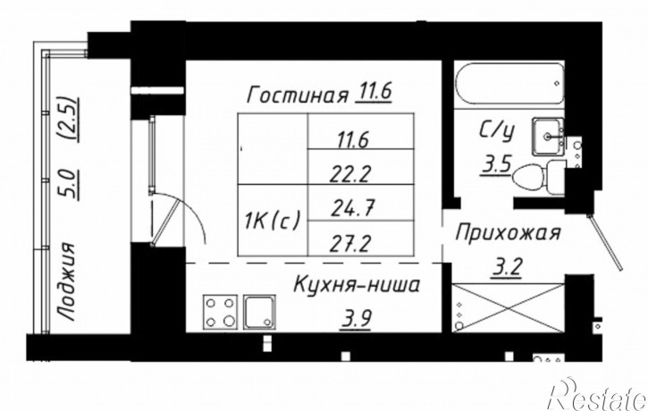 1-комн квартира в новом доме тракт. Павловский, 196 кор3