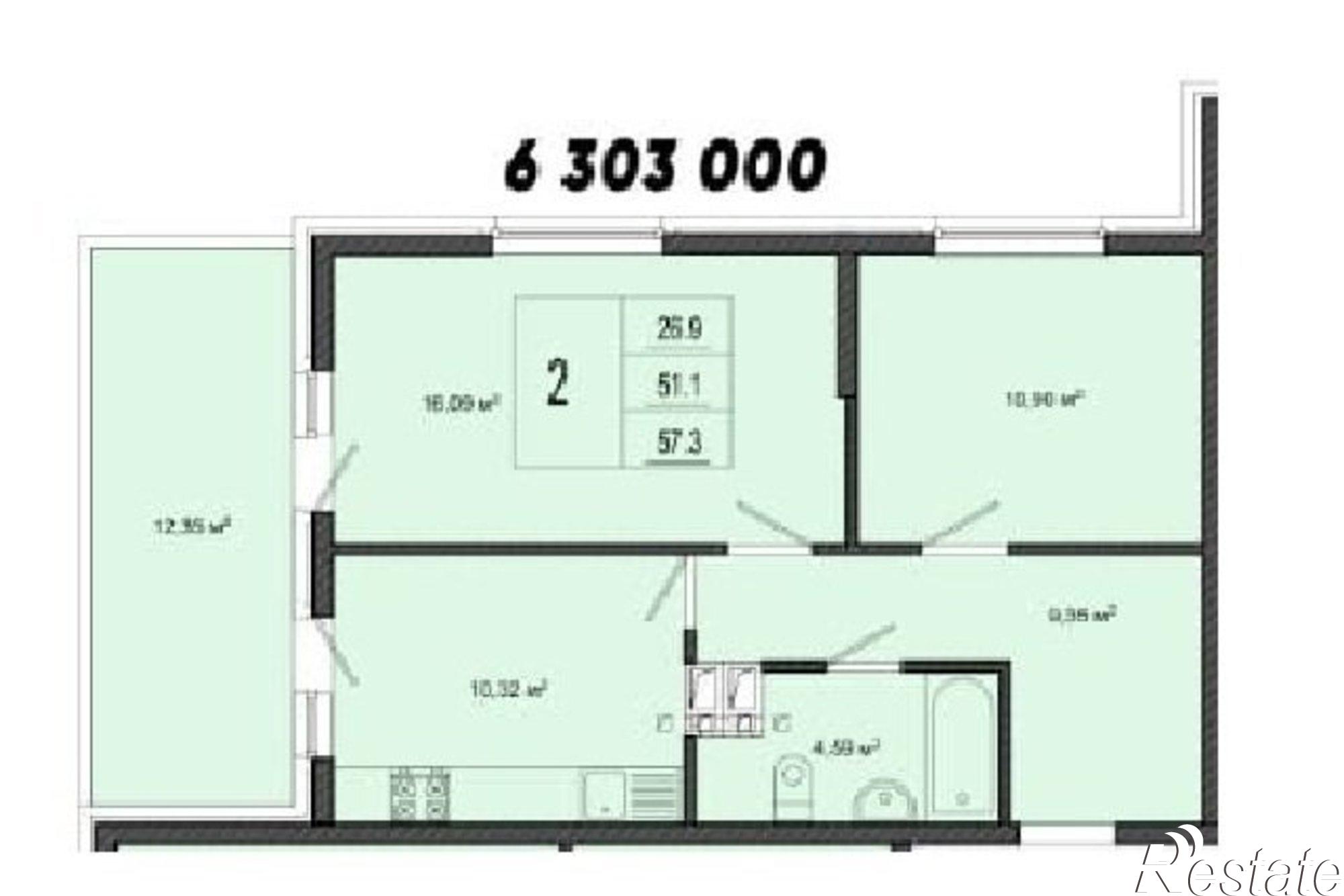 Купить квартиру за 6 303 000 рублей на им. Адмирала Крузенштерна 6