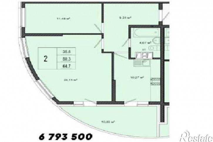 2-комн квартира им. Адмирала Крузенштерна 6