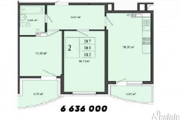 3-комн квартира им. Адмирала Крузенштерна 6
