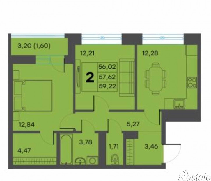 2-комн квартира Красина ул, 64