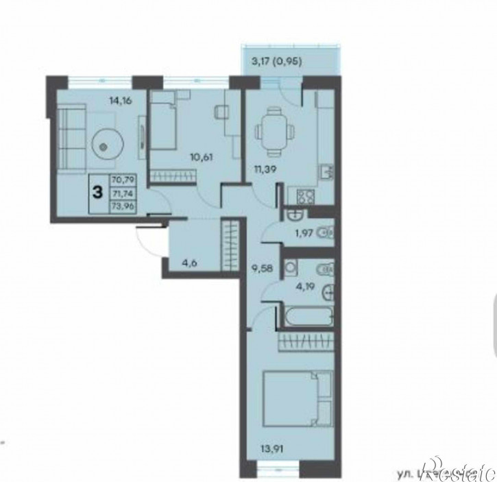 3-комн квартира Красина ул, 64