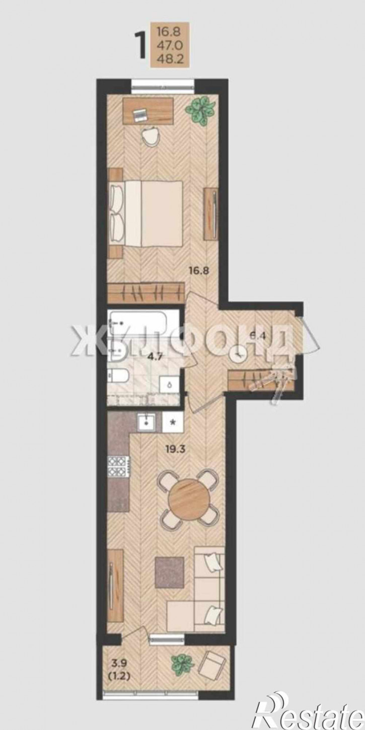 1-комн квартира Пальмовая улица, д.24