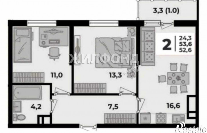 2-комн квартира Куникова улица, д.47Б