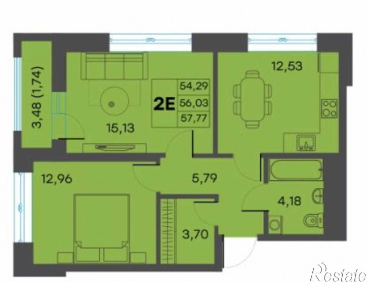 2-комн квартира Красина ул, 64