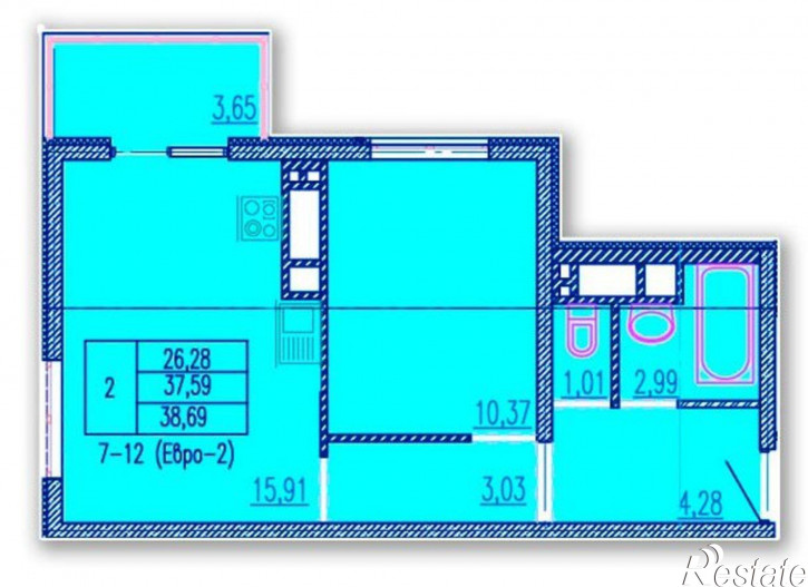 2-комн квартира Автолюбителей 1Д